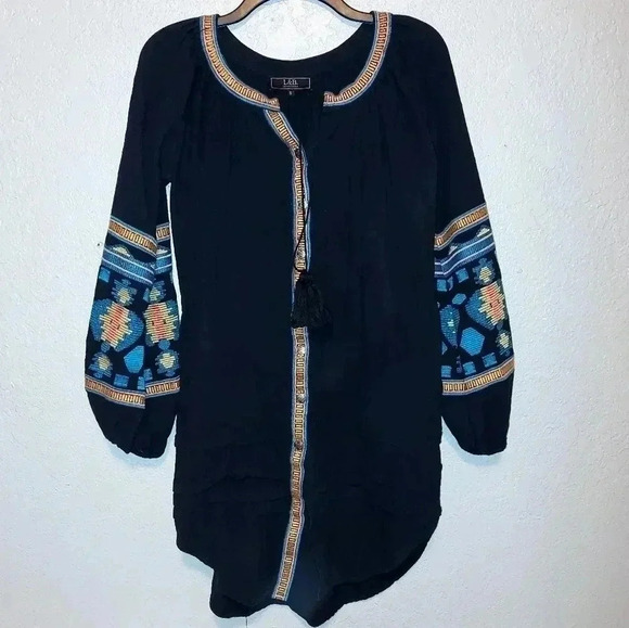 L&B Dresses & Skirts - L&B Lucky & Blessed Black Southwest Print Western Style Dress Small